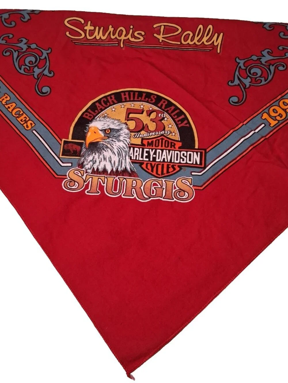 Sturgis Black Hills Rally Bandana Harley Davidson Motorcycles Red Biker 53rd '93